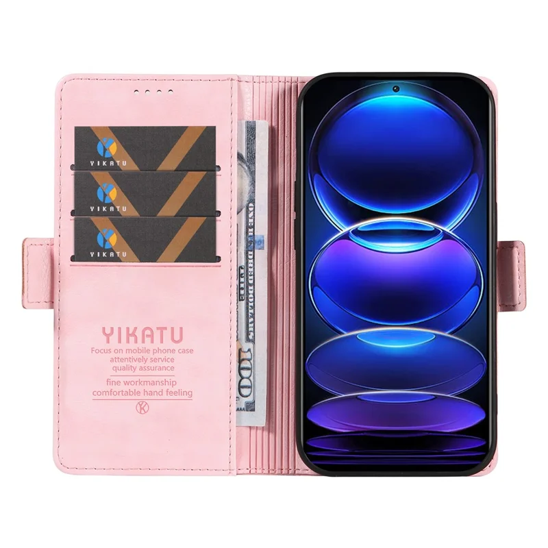 YIKATU YK-007 For Xiaomi Redmi Note 12 Pro+ 5G Case PU Leather Phone Cover with Wallet - Pink
