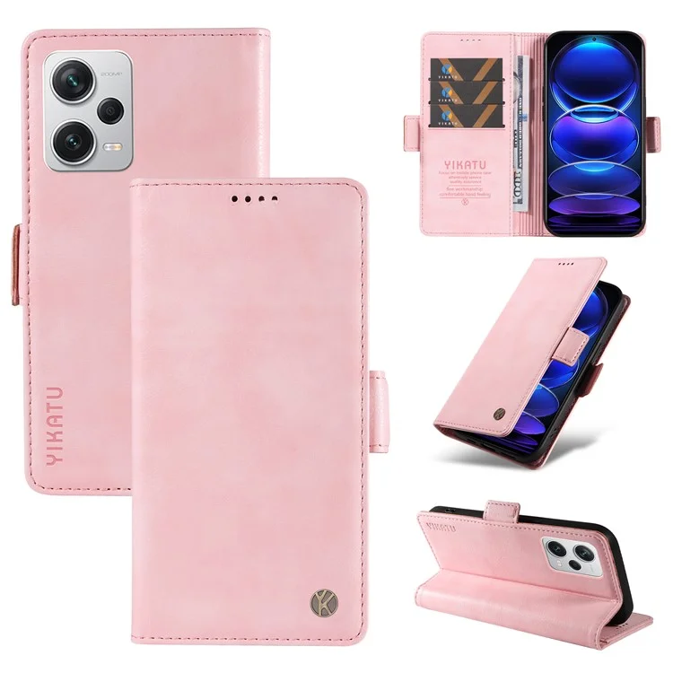 YIKATU YK-007 For Xiaomi Redmi Note 12 Pro+ 5G Case PU Leather Phone Cover with Wallet - Pink