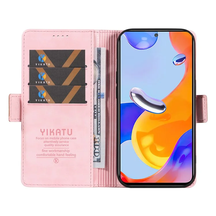 YIKATU YK-007 Pour Xiaomi Redmi Note 12S 4G / Note 11 4G (Qualcomm) / Note 11S 4G Étui en cuir avec texture de litchi Housse de téléphone - Rose