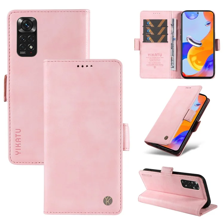 YIKATU YK-007 Pour Xiaomi Redmi Note 12S 4G / Note 11 4G (Qualcomm) / Note 11S 4G Étui en cuir avec texture de litchi Housse de téléphone - Rose
