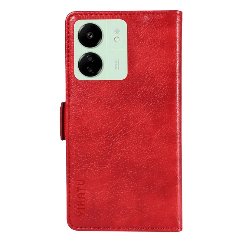 YIKATU YK-007 für Xiaomi Redmi 13C 4G / 13C 5G / 13R 5G / Poco M6 5G / Poco C65 4G Hülle, kratzfeste Leder+TPU Magnetische Handyhülle - Rot