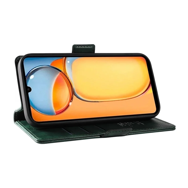 Yikatu YK-007 Für Xiaomi Redmi 13C 4G / Poco C65 4G Hülle Kratzfeste Leder+tpu Magnetische Telefonabdeckung - Grün