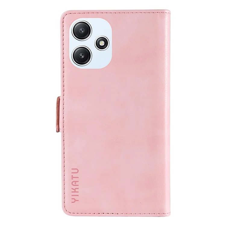 YIKATU YK-007 для Xiaomi Redmi 12 4G / 12 5G (Global) / Poco M6 Pro 5G Кожаный чехол с текстурой личи, чехол для телефона - Розовый