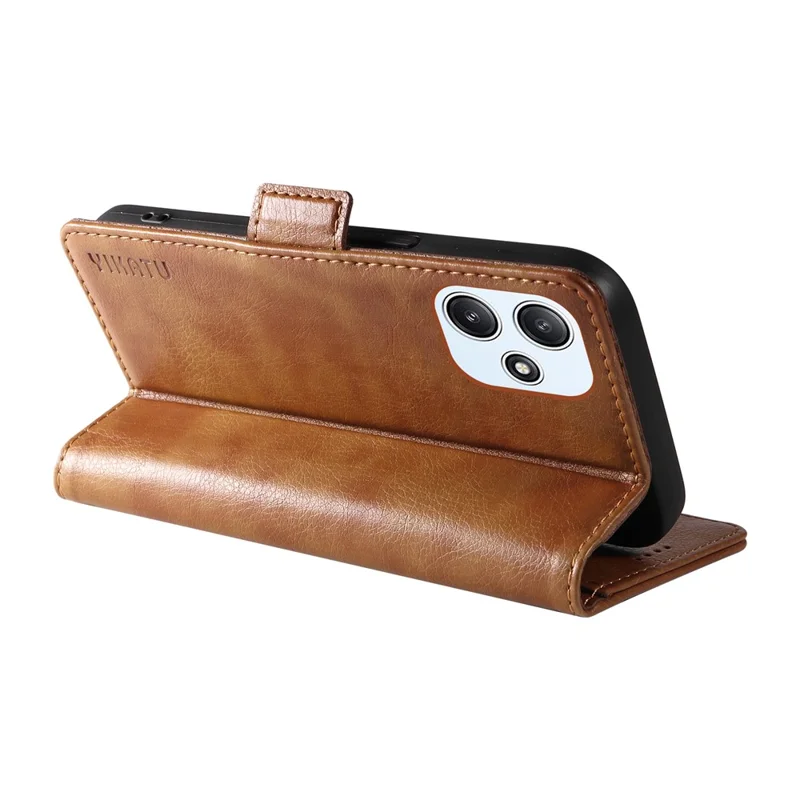 YIKATU YK-007 For Xiaomi Redmi 12 4G / 12 5G (Global) / Poco M6 Pro 5G Lederhülle mit Litchi-Textur - Braun