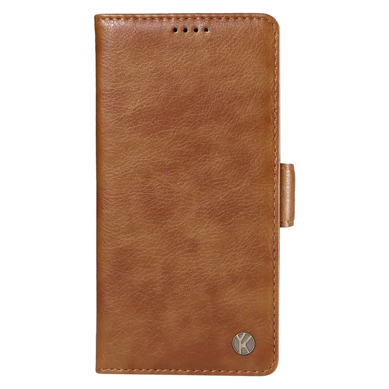 YIKATU YK-007 For Xiaomi Redmi 12 4G / 12 5G (Global) / Poco M6 Pro 5G Lederhülle mit Litchi-Textur - Braun