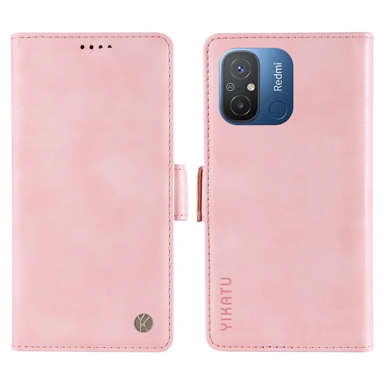 YIKATU YK-007 Pour Xiaomi Redmi 12C 4G / 11A 4G Étui Texture Litchi Support Smartphone Intelligent - Rose