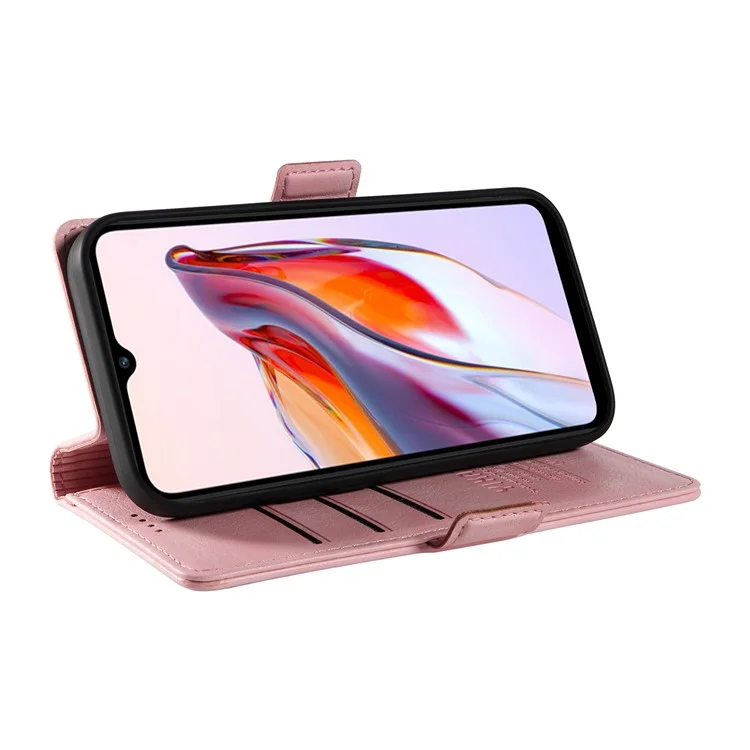 YIKATU YK-007 Pour Xiaomi Redmi 12C 4G / 11A 4G Étui Texture Litchi Support Smartphone Intelligent - Rose