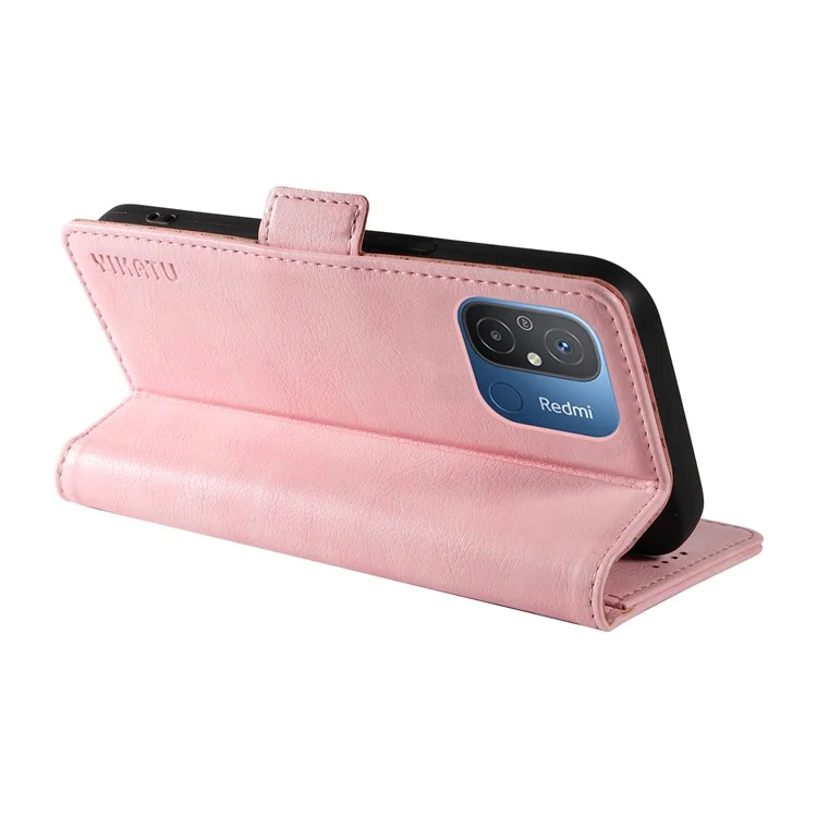 YIKATU YK-007 Pour Xiaomi Redmi 12C 4G / 11A 4G Étui Texture Litchi Support Smartphone Intelligent - Rose