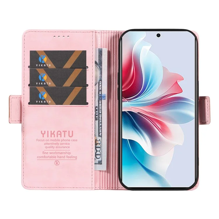 YIKATU YK-007 Pour Oppo Reno11 F 5G Étui en cuir PU+TPU Anti-rayures Couvercle de téléphone portable - Rose