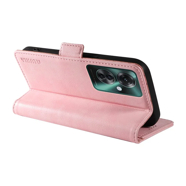 YIKATU YK-007 Pour Oppo Reno11 F 5G Étui en cuir PU+TPU Anti-rayures Couvercle de téléphone portable - Rose