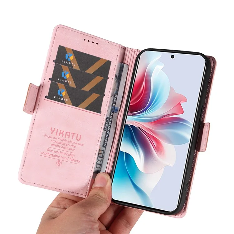 YIKATU YK-007 Pour Oppo Reno11 F 5G Étui en cuir PU+TPU Anti-rayures Couvercle de téléphone portable - Rose