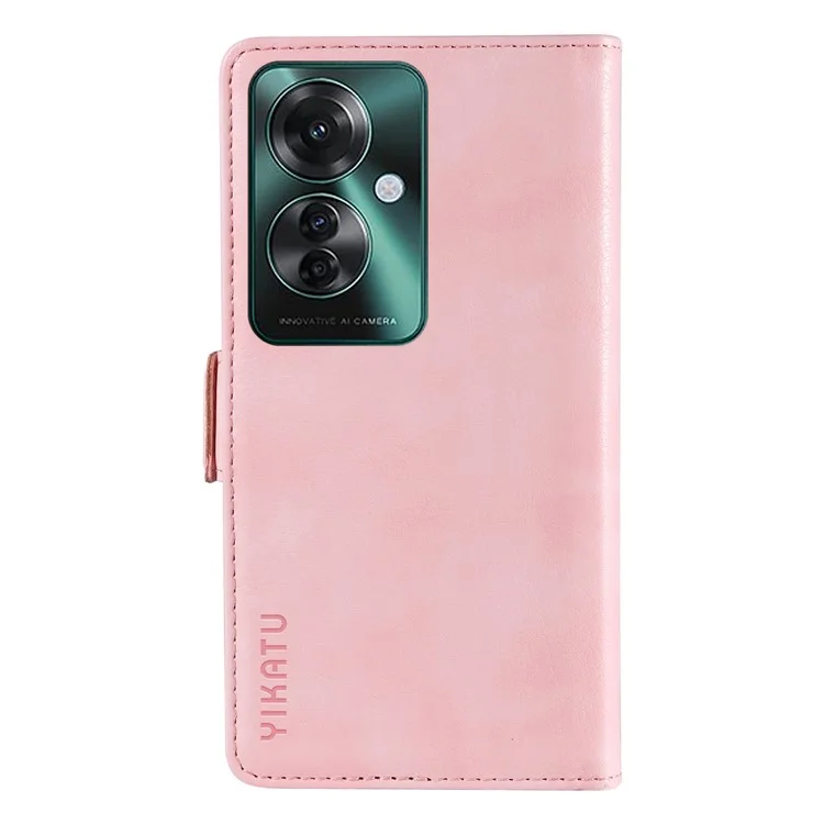 YIKATU YK-007 Pour Oppo Reno11 F 5G Étui en cuir PU+TPU Anti-rayures Couvercle de téléphone portable - Rose