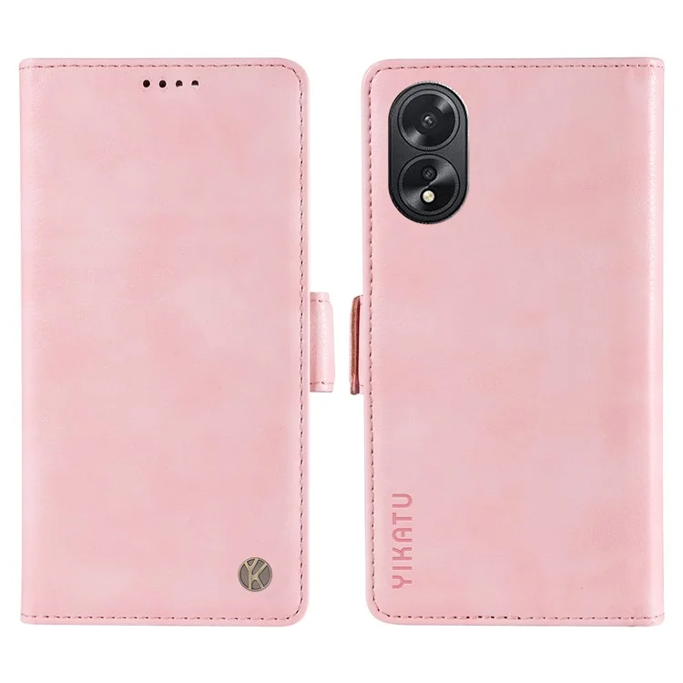 YIKATU YK-007 Para Oppo A38 4G / A18 4G Capa de Couro Textura Litchi Carteira à Prova de Choque - Rosa