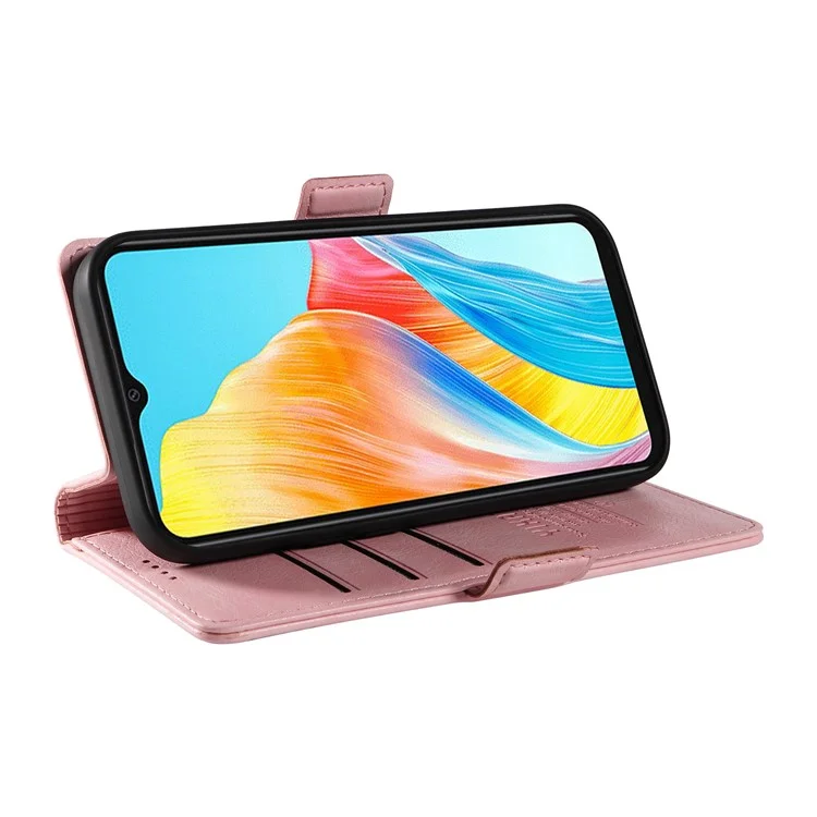 YIKATU YK-007 Para Oppo A38 4G / A18 4G Capa de Couro Textura Litchi Carteira à Prova de Choque - Rosa
