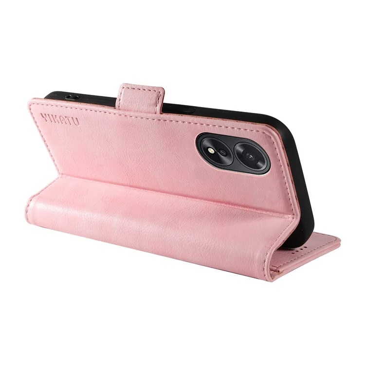 YIKATU YK-007 Para Oppo A38 4G / A18 4G Capa de Couro Textura Litchi Carteira à Prova de Choque - Rosa