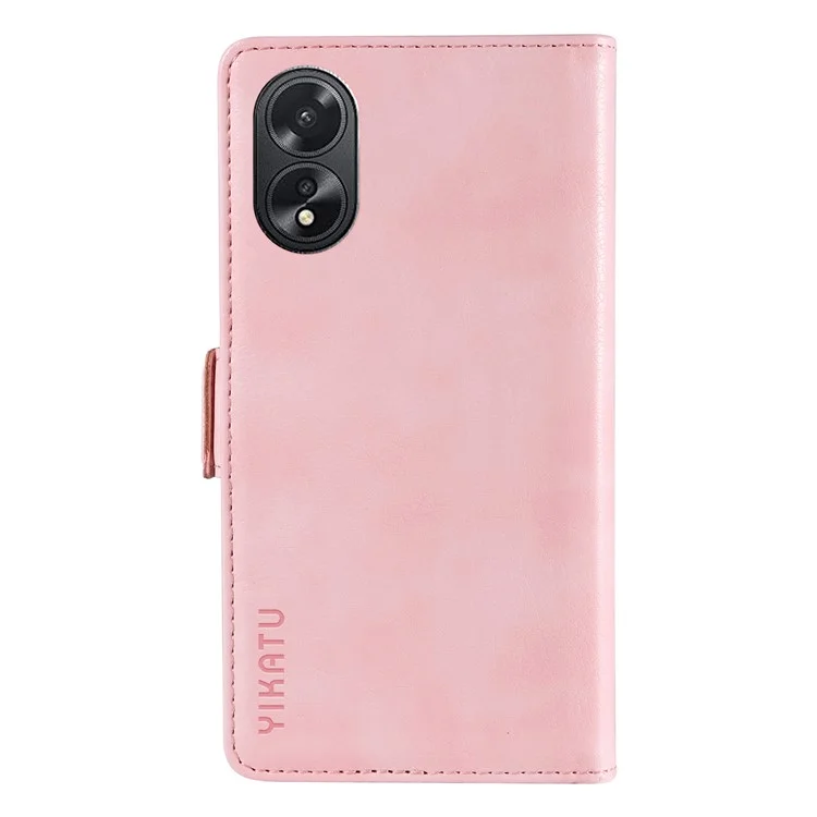 YIKATU YK-007 Para Oppo A38 4G / A18 4G Capa de Couro Textura Litchi Carteira à Prova de Choque - Rosa
