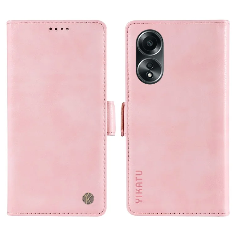 YIKATU YK-007 Para Oppo A58 4G Case Litchi Texture Wallet Stand Phone Leather Cover - Pink