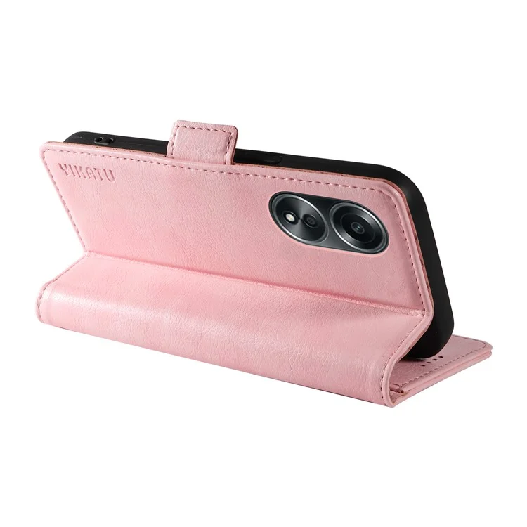 YIKATU YK-007 Para Oppo A58 4G Case Litchi Texture Wallet Stand Phone Leather Cover - Pink