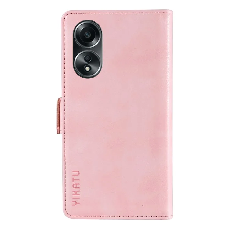 YIKATU YK-007 Para Oppo A58 4G Case Litchi Texture Wallet Stand Phone Leather Cover - Pink
