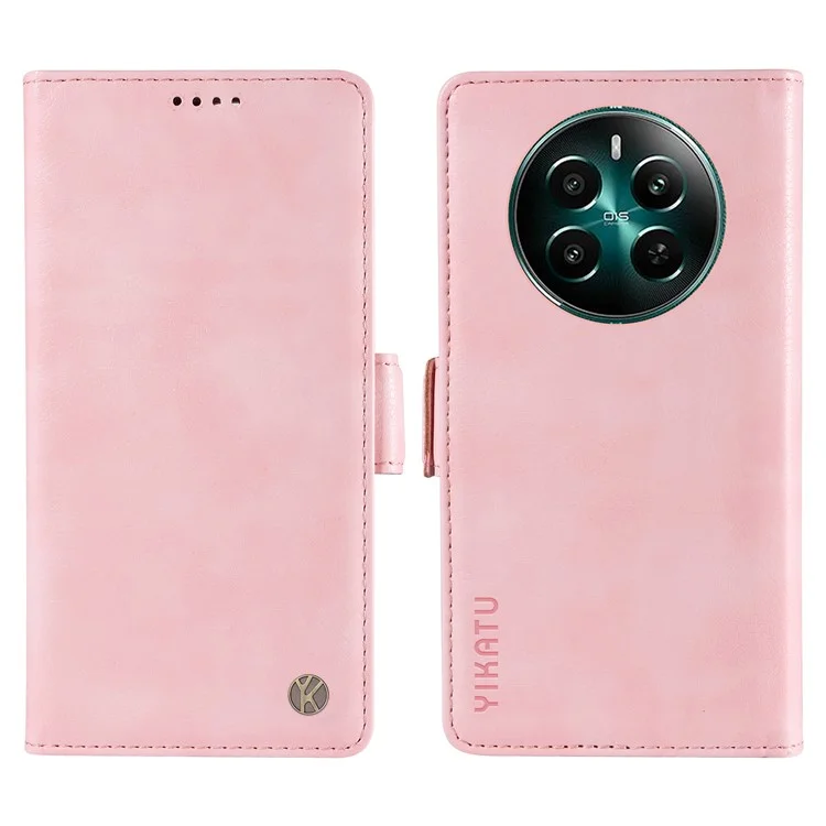 YIKATU YK-007 Para Realme 12 4G / 12+ 5G Cartera Funda Soporte Textura Piel de Litchi Cubierta de Teléfono - Rosa
