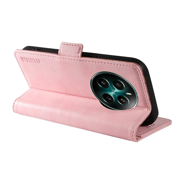 YIKATU YK-007 Para Realme 12 4G / 12+ 5G Cartera Funda Soporte Textura Piel de Litchi Cubierta de Teléfono - Rosa