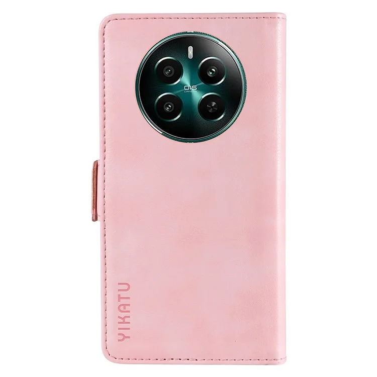 YIKATU YK-007 Para Realme 12 4G / 12+ 5G Cartera Funda Soporte Textura Piel de Litchi Cubierta de Teléfono - Rosa
