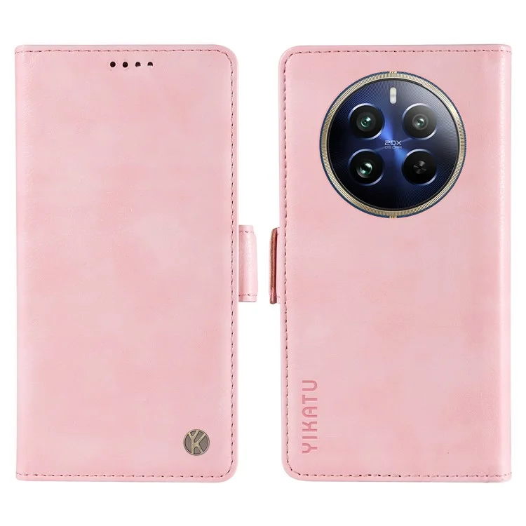 YIKATU YK-007 Funda para Realme 12 Pro+ 5G / 12 Pro 5G Anticaídas Cuero PU Soporte Cartera - Rosa