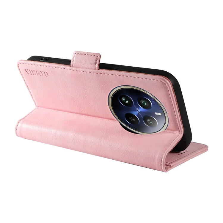 YIKATU YK-007 Funda para Realme 12 Pro+ 5G / 12 Pro 5G Anticaídas Cuero PU Soporte Cartera - Rosa