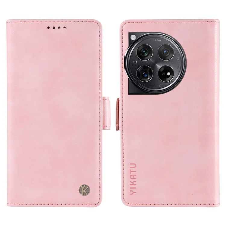 YIKATU YK-007 Per OnePlus 12 5G Case Texture Litchi Fermagli Laterali Stand per Telefono - Rosa