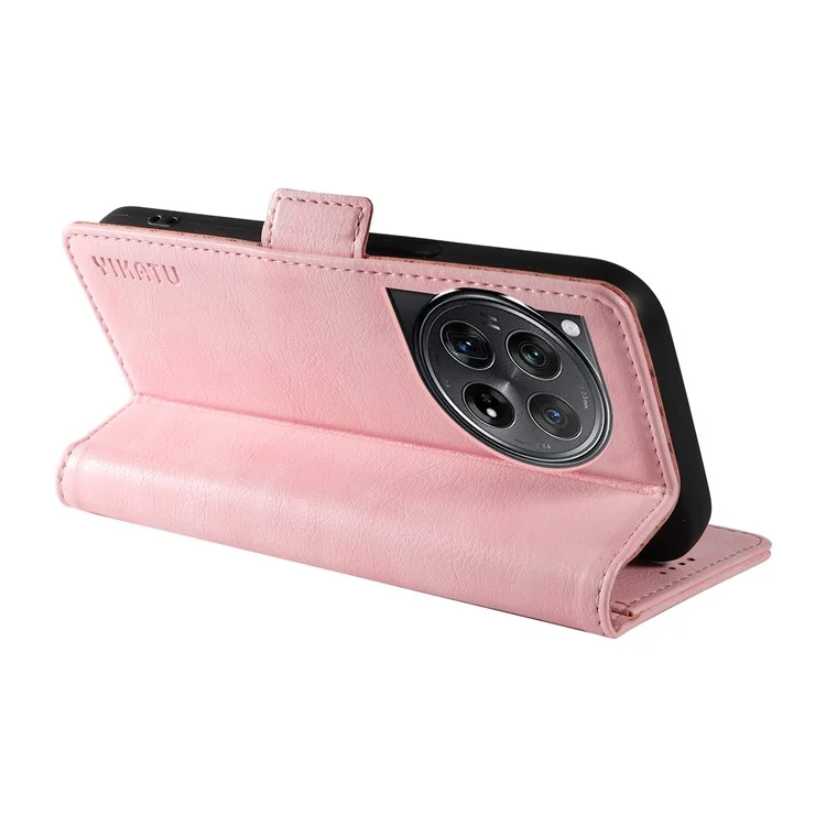 YIKATU YK-007 Per OnePlus 12 5G Case Texture Litchi Fermagli Laterali Stand per Telefono - Rosa