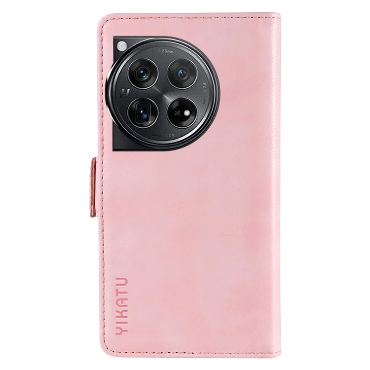 YIKATU YK-007 Per OnePlus 12 5G Case Texture Litchi Fermagli Laterali Stand per Telefono - Rosa