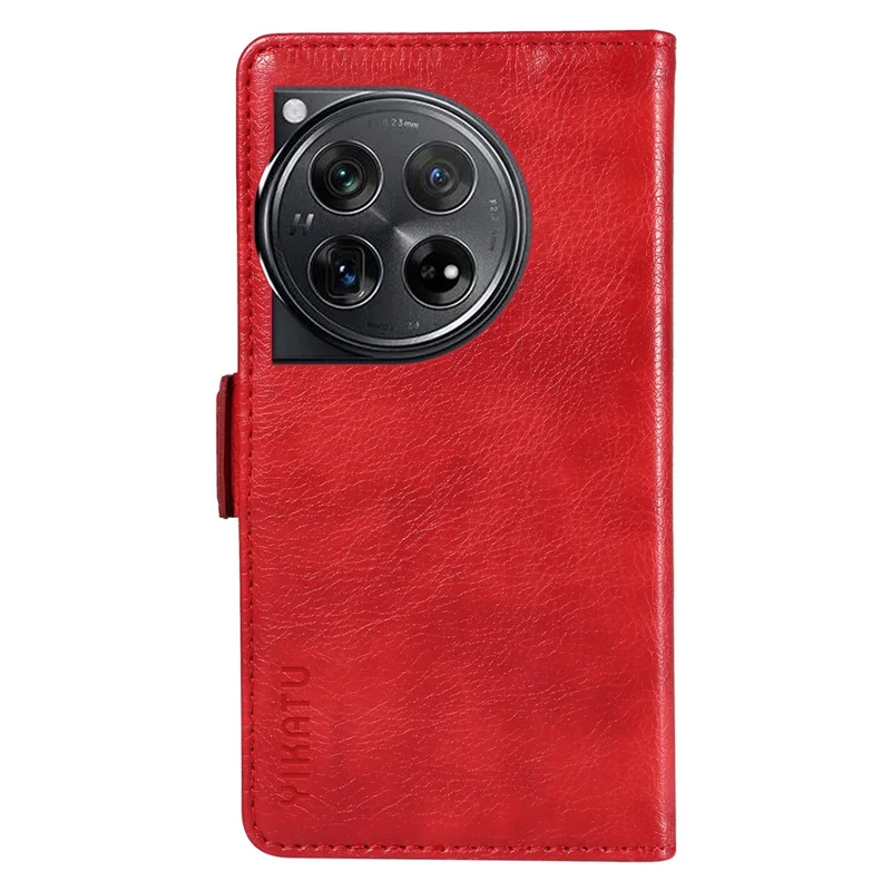 YIKATU YK-007 For OnePlus 12 5G Case Litchi Texture Side Clasps Phone Stand Cover - Red