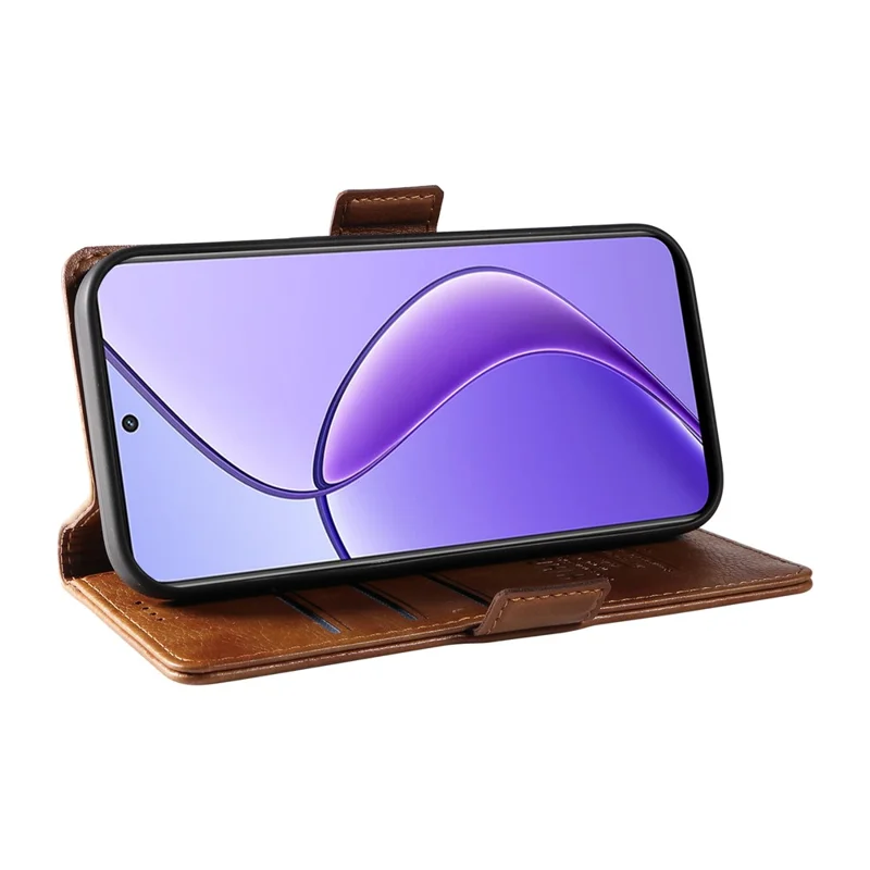 YIKATU YK-007 til Realme 12 5G Læder Telefonbeskyttelse med Magnetisk Sidebeslag Beskyttelsesdæksel - Brun