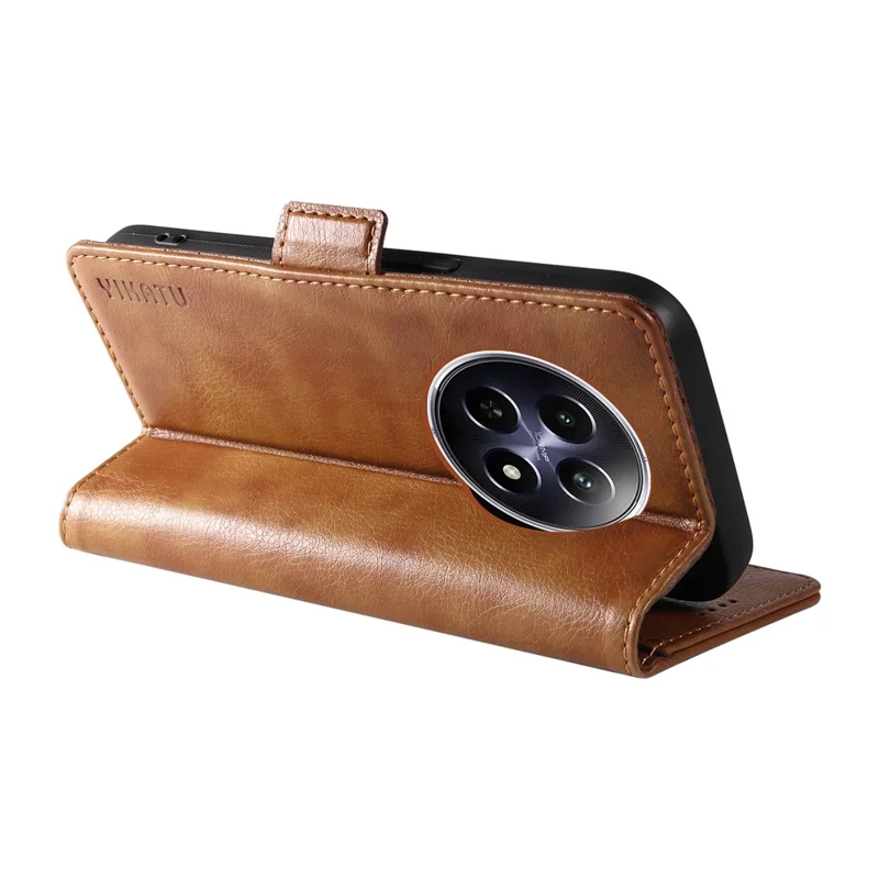 YIKATU YK-007 til Realme 12 5G Læder Telefonbeskyttelse med Magnetisk Sidebeslag Beskyttelsesdæksel - Brun