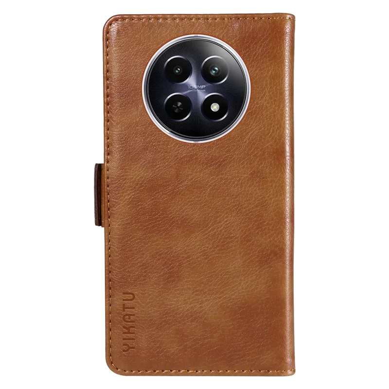 YIKATU YK-007 til Realme 12 5G Læder Telefonbeskyttelse med Magnetisk Sidebeslag Beskyttelsesdæksel - Brun