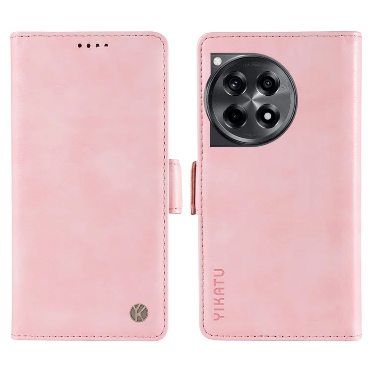 YIKATU YK-007 For OnePlus 12R 5G / Ace 3 5G Case Leather Phone Protective Cover Litchi Texture Design - Pink