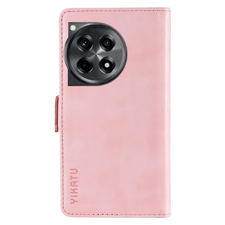 YIKATU YK-007 For OnePlus 12R 5G / Ace 3 5G Case Leather Phone Protective Cover Litchi Texture Design - Pink