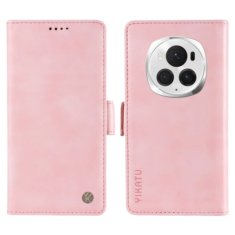 YIKATU YK-007 Чехол-портмоне для Honor Magic6 Pro 5G с текстурой личи, кожаный, розовый