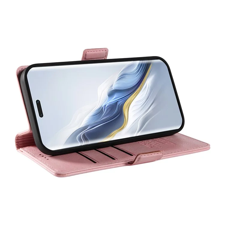 YIKATU YK-007 Чехол-портмоне для Honor Magic6 Pro 5G с текстурой личи, кожаный, розовый