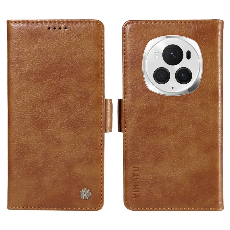 YIKATU YK-007 For Honor Magic6 Pro 5G Case Folio Wallet Litchi Texture Leather Phone Cover - Brown