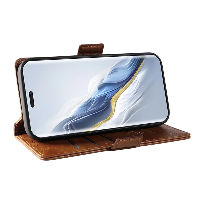 YIKATU YK-007 For Honor Magic6 Pro 5G Case Folio Wallet Litchi Texture Leather Phone Cover - Brown