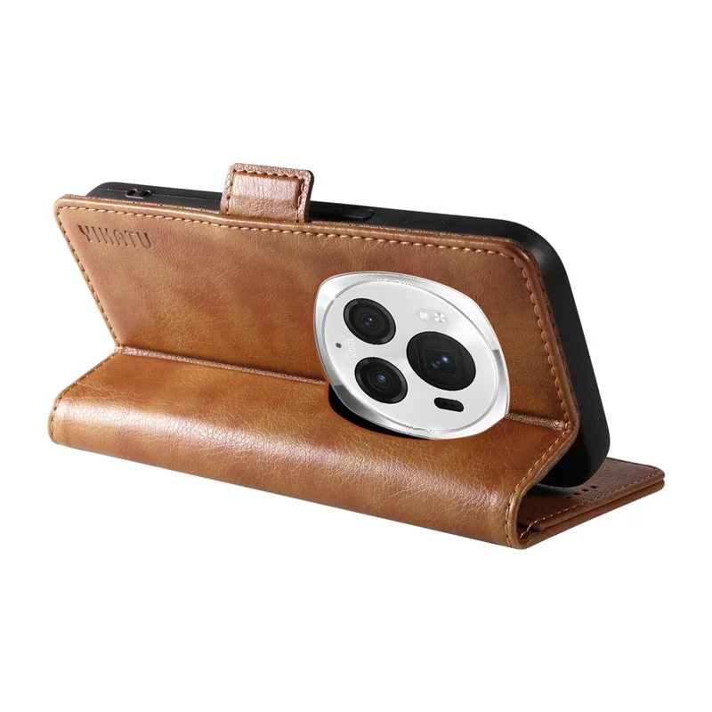 YIKATU YK-007 For Honor Magic6 Pro 5G Case Folio Wallet Litchi Texture Leather Phone Cover - Brown