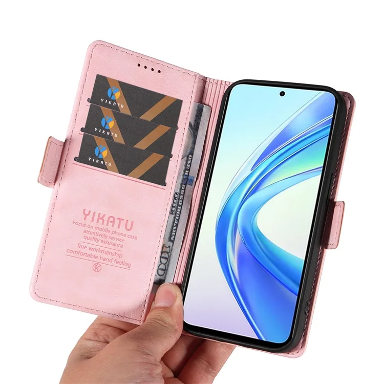 YIKATU YK-007 Per Honor X7b 4G / 90 Smart Custodia Antiurto Portafoglio Texture Litchi in Pelle - Rosa