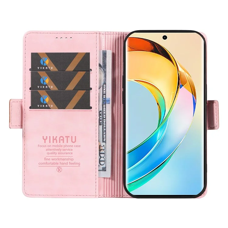 YIKATU YK-007 For Honor X9b 5G / Magic6 Lite 5G Leather Phone Shell Litchi Texture Phone Back Cover - Pink