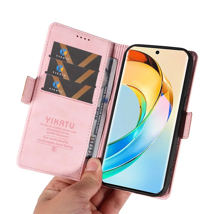 YIKATU YK-007 For Honor X9b 5G / Magic6 Lite 5G Leather Phone Shell Litchi Texture Phone Back Cover - Pink