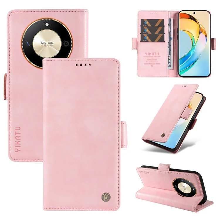YIKATU YK-007 For Honor X9b 5G / Magic6 Lite 5G Leather Phone Shell Litchi Texture Phone Back Cover - Pink