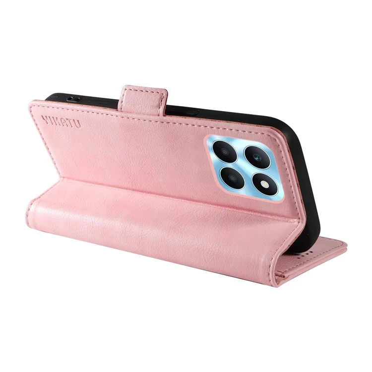 YIKATU YK-007 Funda para teléfono Honor X6a 4G Textura de litchi Cubierta de cuero resistente a los arañazos - Rosa