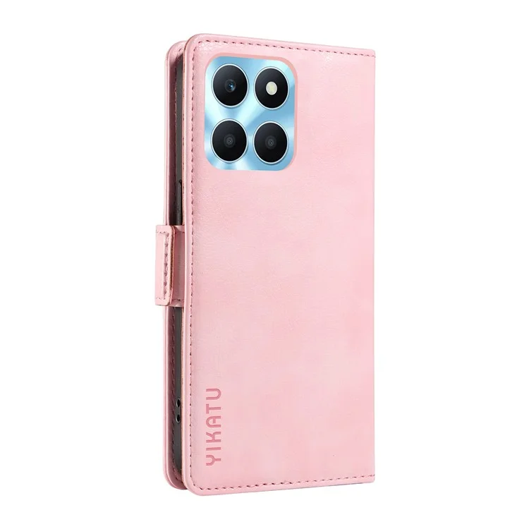 YIKATU YK-007 Funda para teléfono Honor X6a 4G Textura de litchi Cubierta de cuero resistente a los arañazos - Rosa