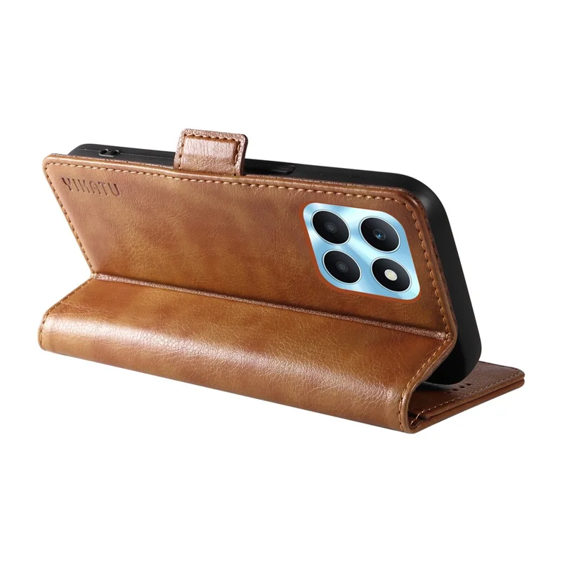 YIKATU YK-007 For Honor X6a 4G Phone Case Litchi Texture Anti-Scratch Leather Cover - Brown