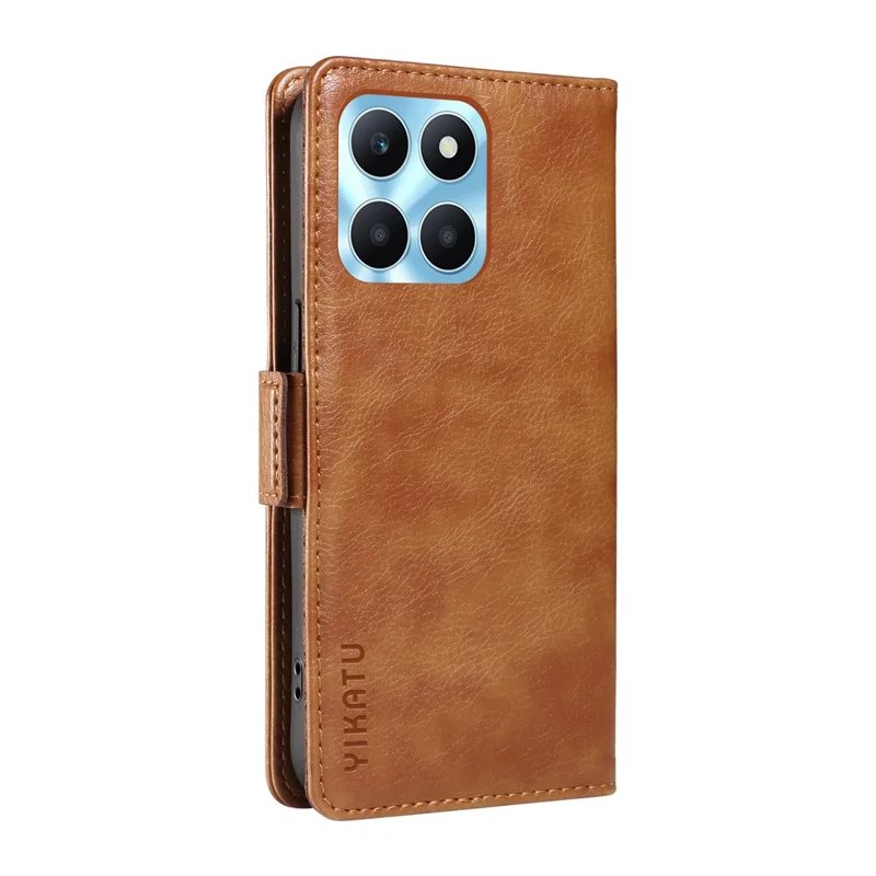 YIKATU YK-007 For Honor X6a 4G Phone Case Litchi Texture Anti-Scratch Leather Cover - Brown